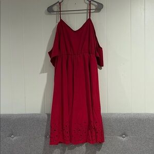 Chic Red Open Shoulder Dress